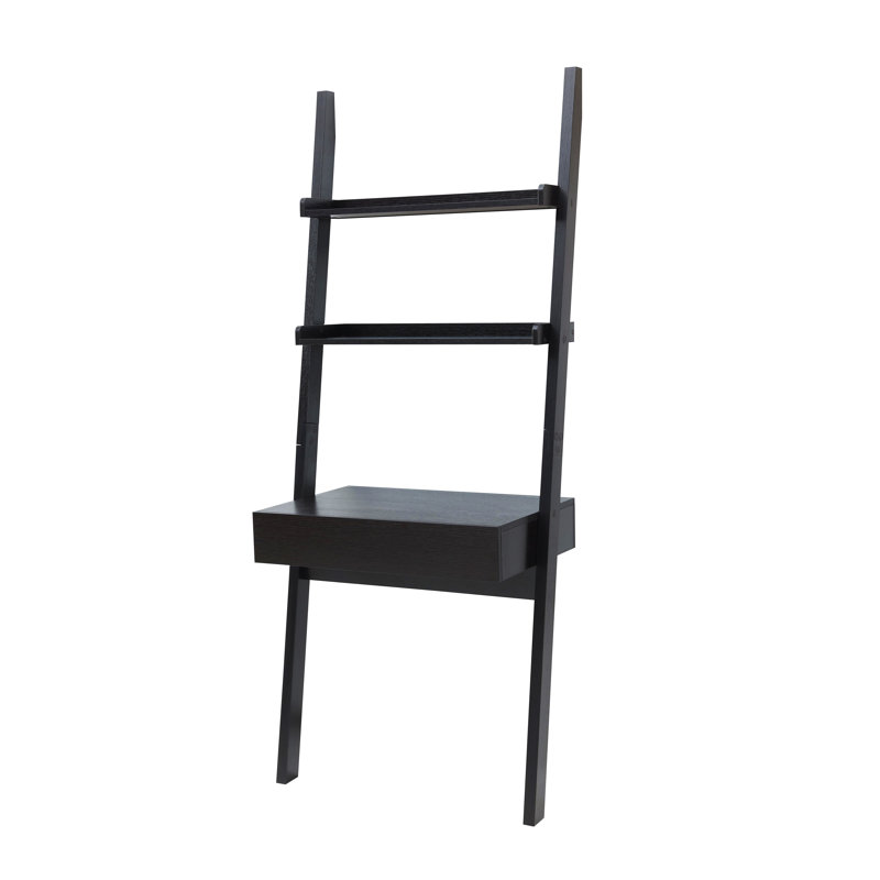 Home Office Desk Workspace Writing Table Bookcase Ladder One Drawer Two Shelves Handleless Design Modern