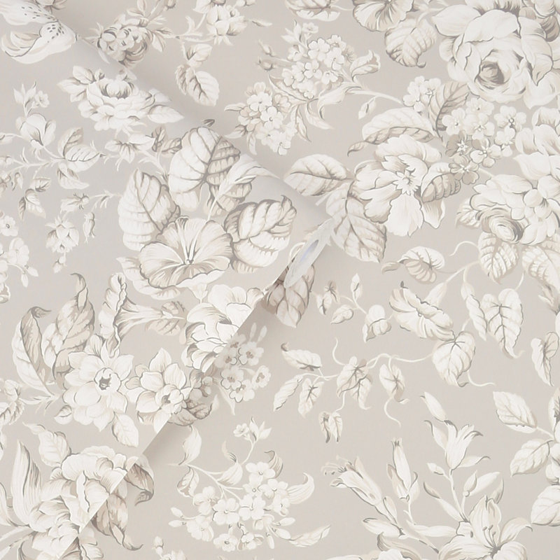 Laura Ashley Heledd Blooms Dove Grey Wallpaper