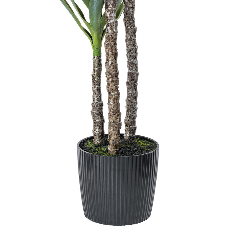 Artificial Green Yucca Tree in Black Planter Pot, 60" H x 12" W x 12" D