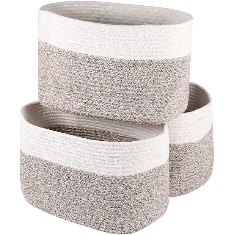 Panier en tissu, Gris / blanc