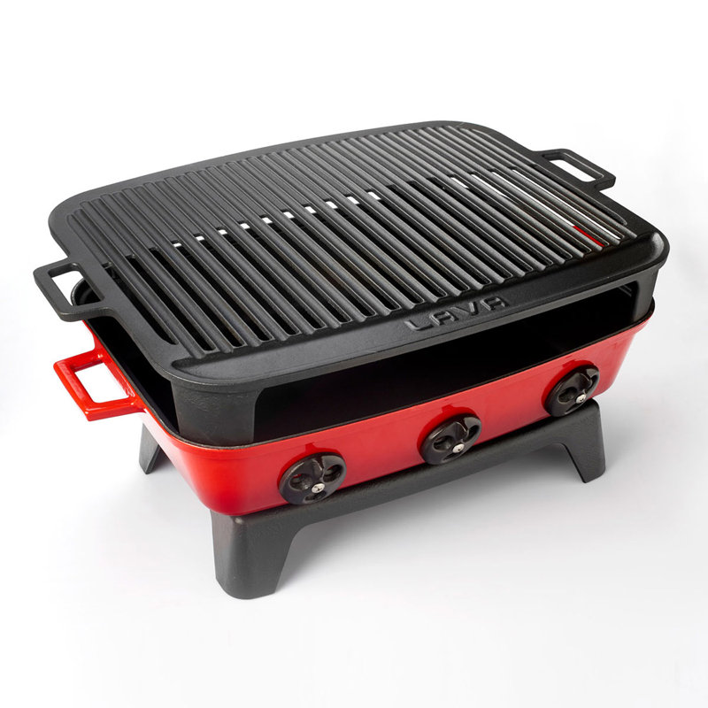 Ensemble de barbecue extérieur en fonte émaillée portable Lava 17,5 pouces