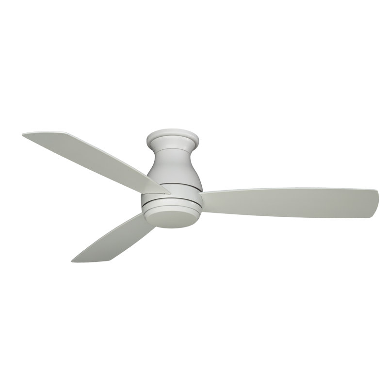 Hugh 52 inch Indoor/Outdoor Flush Mount Ceiling Fan with LED Light Kit and Remote Control - Matte White, Matte White