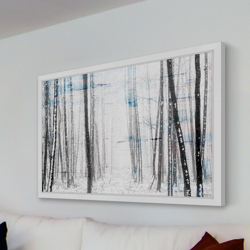 « Minces sapins »-reproduction de peinture encadrée sur papier, H 20 po x l 30 po x 1,5 po