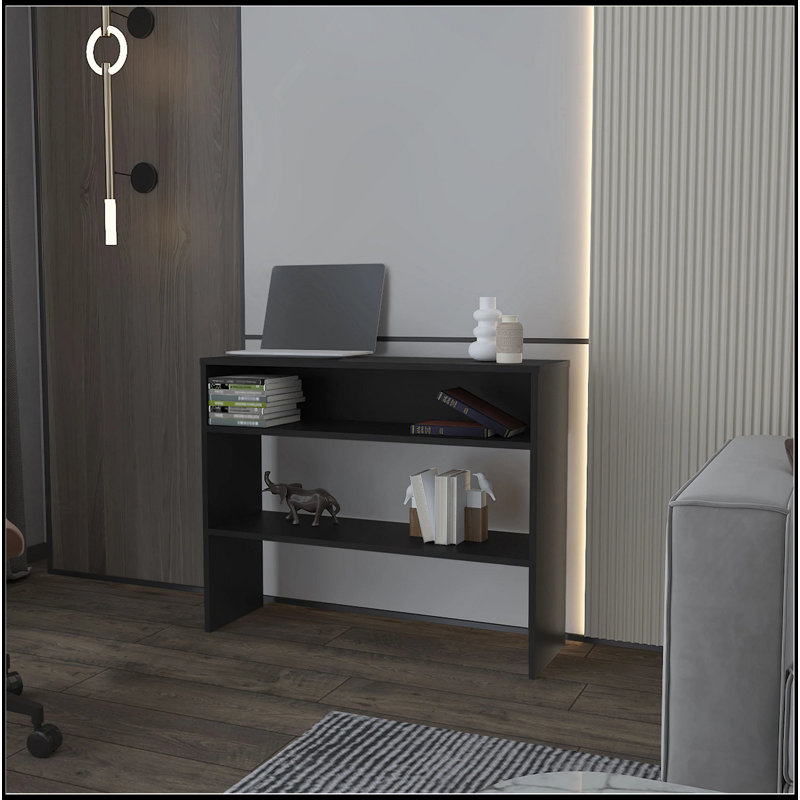 Console noire avec rangement ouvert, Noir