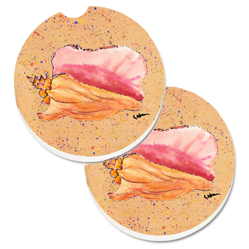 Ceramic Round 2 Piece Car Coaster Set