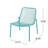 Stackable Outdoor Chairs, Mesh Seating, Angled Legs, 26" W X 22.45" D H, Teal Modern Chair , Build, 26"X22.45"X26