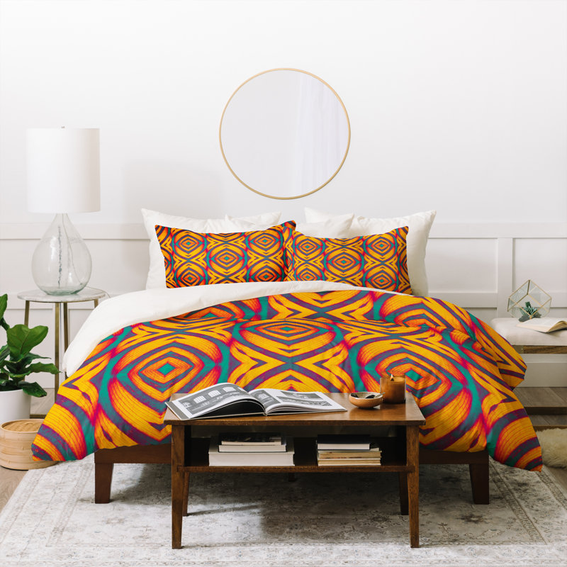 Polyester Geometric Shapes Duvet Cover Set, Full/Queen Duvet Cover + 2 Standard Shams
