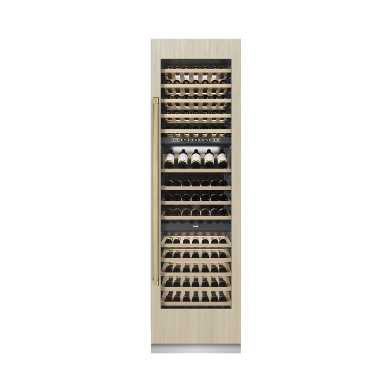 ZLINE Autograph 24 in. Triple Zone 100 Bottle Panel Ready Column Wine Cooler with  Accents, Polished Gold