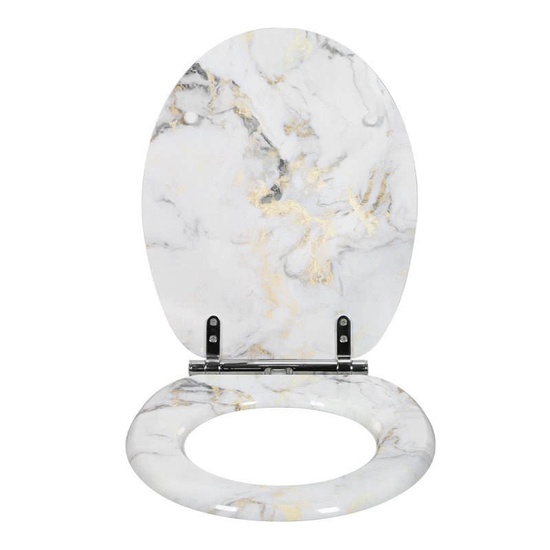 Toilet Seat, Soft-Close Toilet Lid, With Quick Release Function For Easy Cleaning, Easy Assembly, Mdf