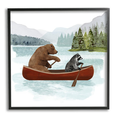 «Raccoon and Bear Canoeing On Wood» par Victoria Barnes, impression