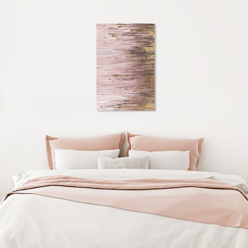 «Blush Rains Duet I», peinture sur toile, H 24 po x l 16 po, Toile tendue