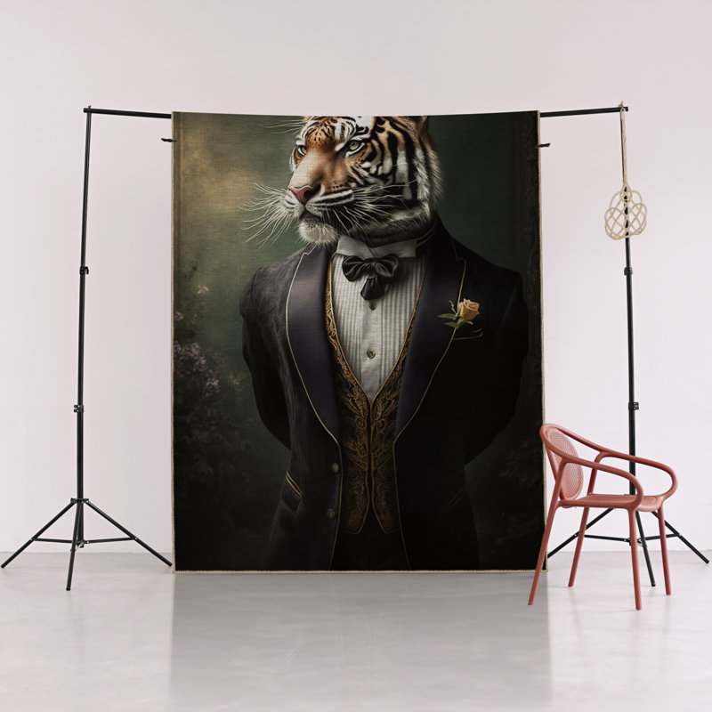 Tapis décoratif moderne à motif tigre foncé, Rectangle 3 pi 11 po x 5 pi 10 po