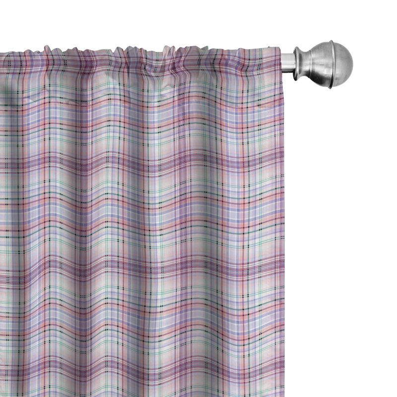 Checkered Geometric Semi-Sheer Rod Pocket Curtain Panels, 28" x 84"