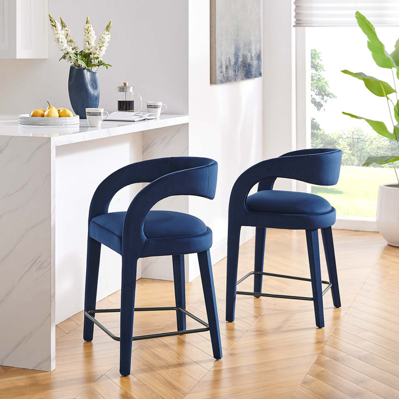 Modway Pinnacle Upholstered Stool, Black, Midnight, Bar Stool (30" Seat Height)