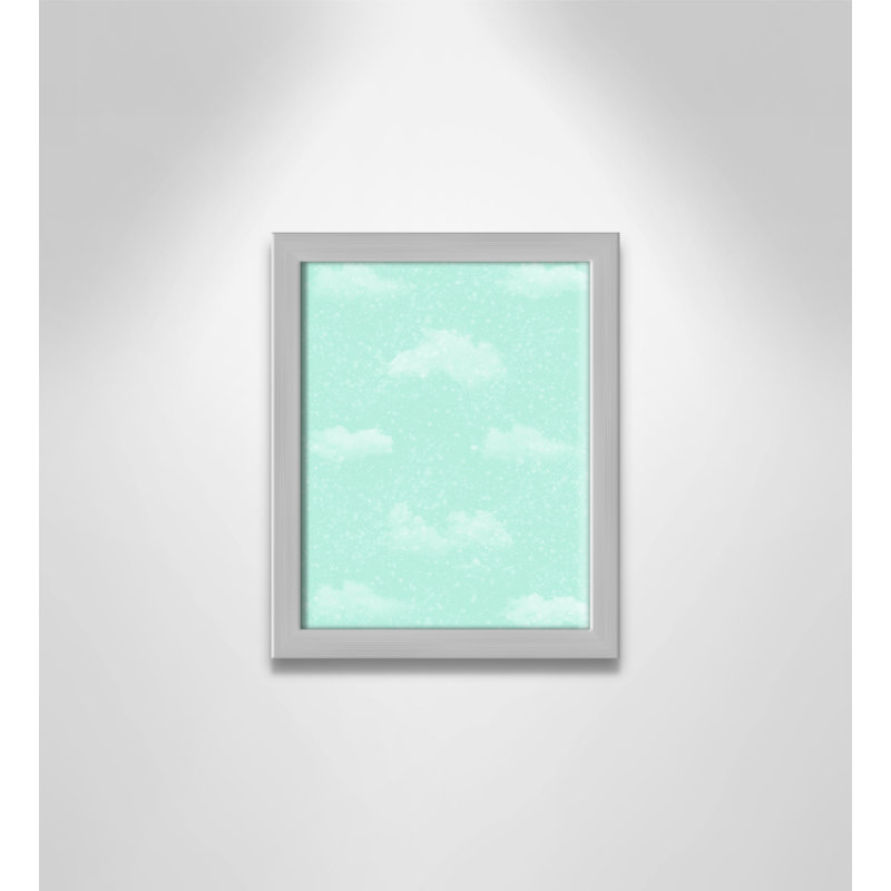 Art unique de nuages scintillants, H 11 po x l 9 po x P 1,1875 po, Encadré de boîte argent