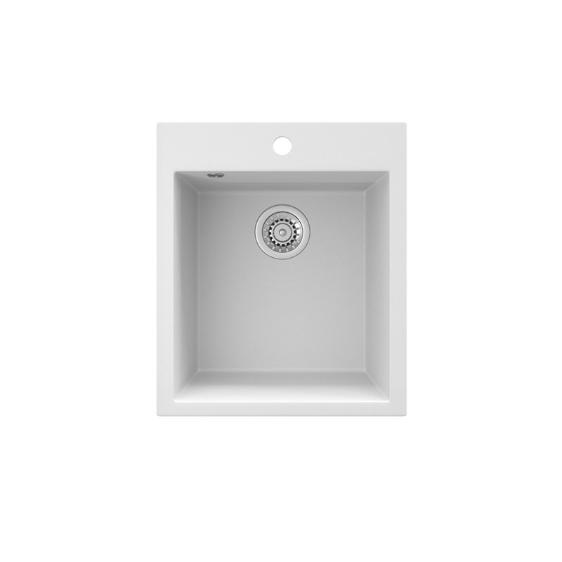 Dakota Fields Brucknell 500mm W Single Bowl Granite Drop-In Kitchen Sink with 1 Faucet Hole, White