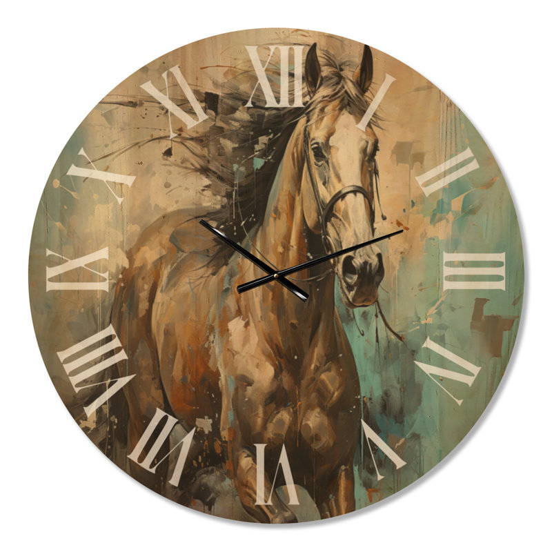 Très grande horloge murale animal en bois silencieux - galop fantaisiste, Oversized