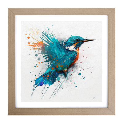 Kingfisher Splatter Art - Framed Print