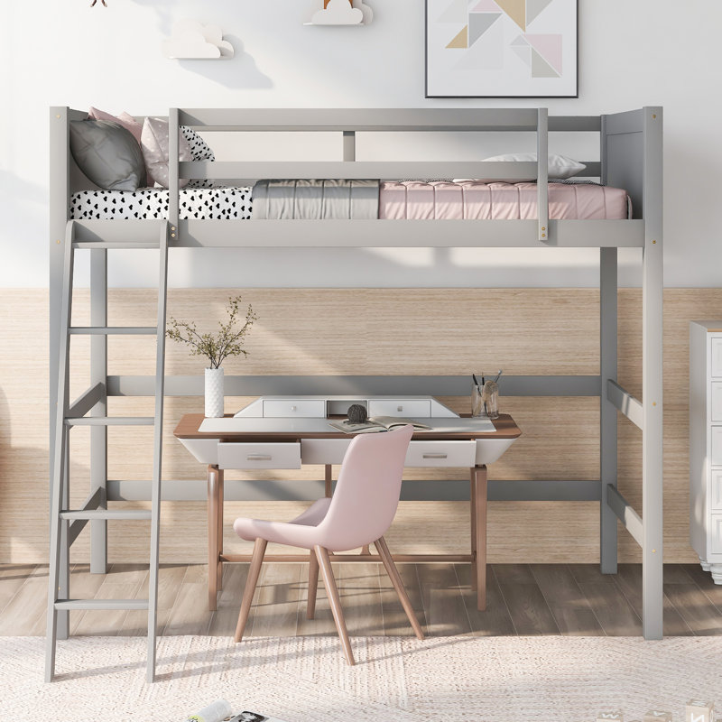 Jacqulyne Solid Wood Standard Bed, Gray