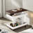 Adjustable End Table With Wheels, 360°rotating Top, Storage Space, Wood Grain Texture And Vertical Striped Design-147989344