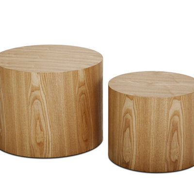 Masaya Lift Top Pedestal 2 Bunching Table Set with Storage MDF side table/coffee table/end table/nesting table set of 2 with oak veneer for living roo by Latitude Run