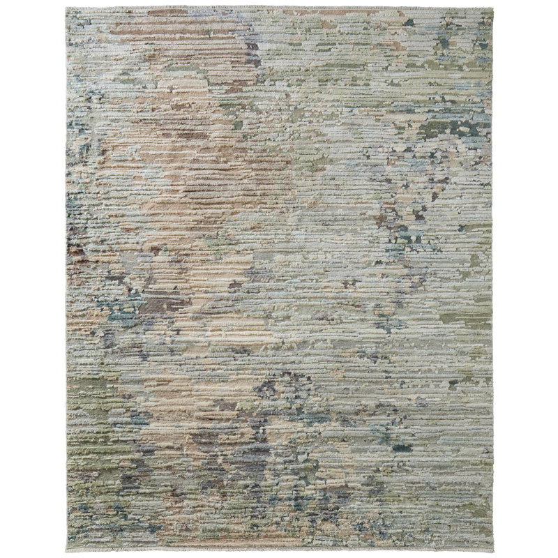 Tapis ivoire abstrait moderne Taulant, Rectangle 3 pi 6 po x 5 pi 6 po