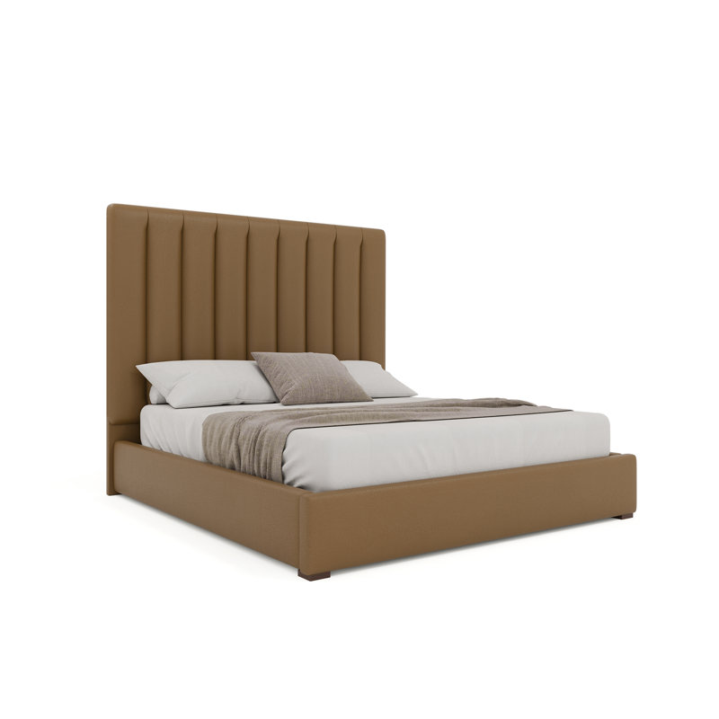 Lit standard en cuir Dezyah, Grand, Caramel