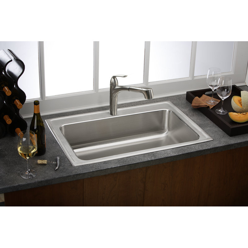 Lustertone 33" L x 22" W Drop-In Kitchen Sink, 1 hole