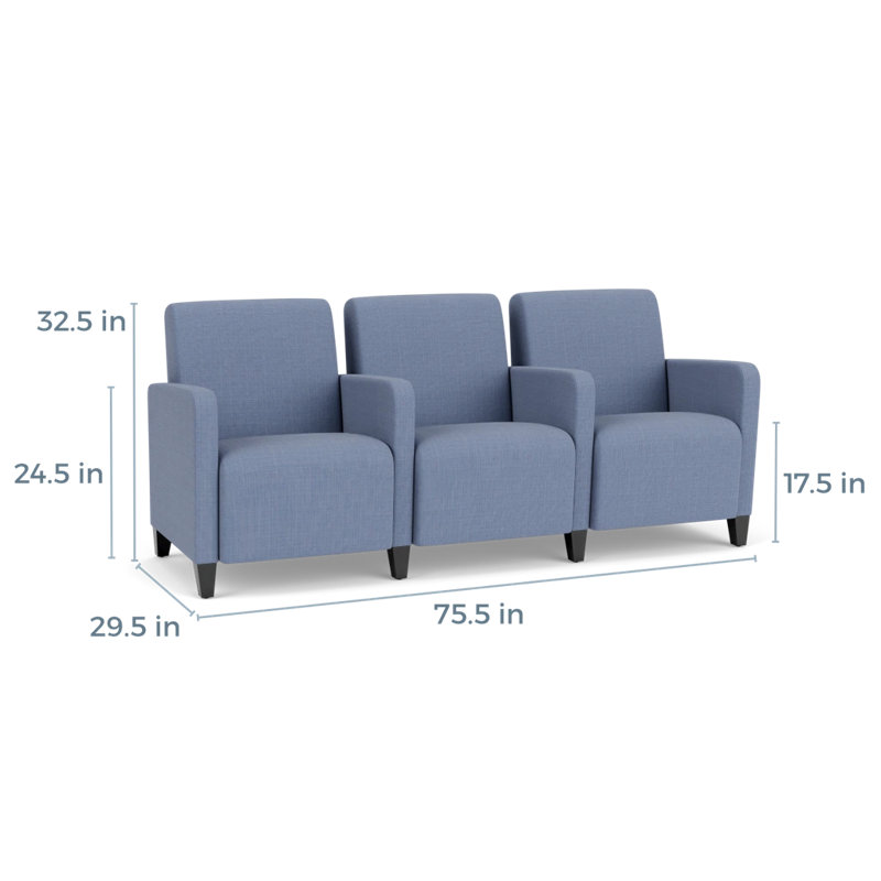Sièges tandem Ravenna, Bois noir, Chambray bleu marine clair