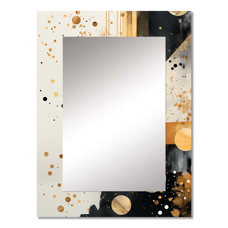 Gold And Grey Sunset Collage II - Abstract Decorative Mirror On Metal, 32" x 24"