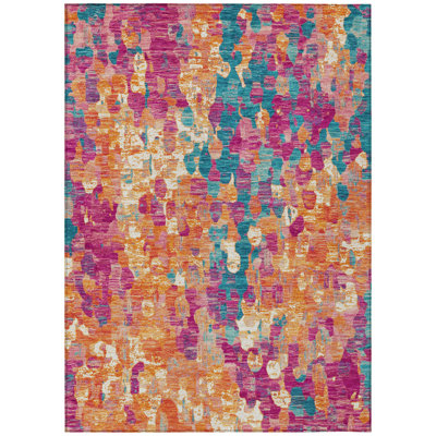 Machine Washable Indoor/Outdoor Xhevrie Blush Rug