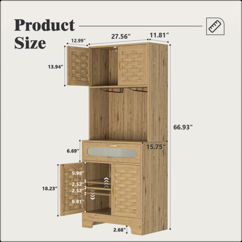 Armoire autoportante de 67 po de hauteur avec garde-manger 67 po