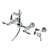 Kingston Brass Heritage Double-Handle 3-Hole Wall-Mount Bridge Kitchen Faucet with Brass Sprayer-93672652