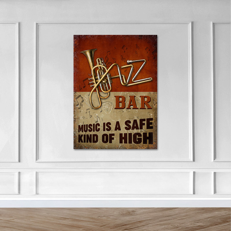 Saxophone Jazz Bar - impression sur toile tendue, H 36 po x l 24 po x P 2 po