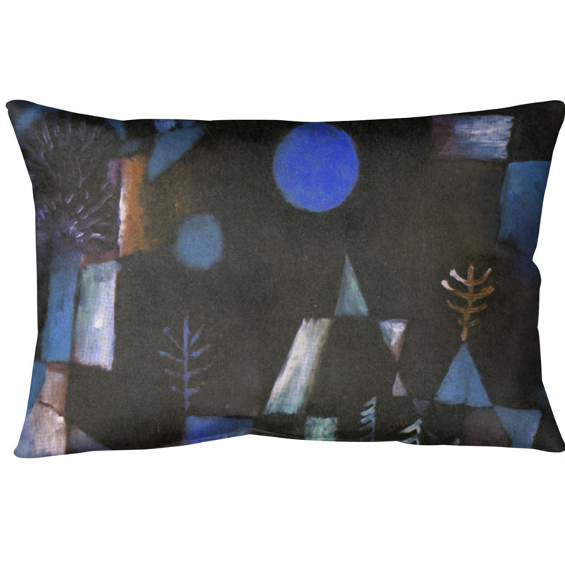 Coussin lombaire full moon, Bleu, Simili suède