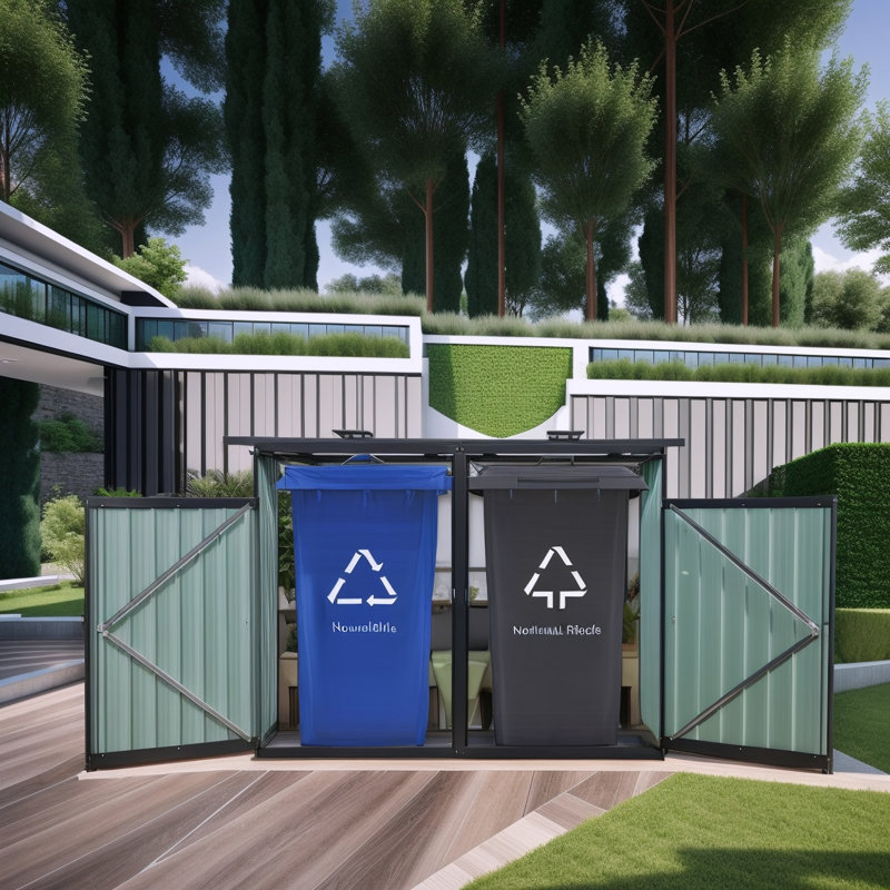 Garbage Bin Shed Stores 3 Trash Cans Outdoor Bin Shed For Garbage Storage, 48.03" H x 62.99" W x 31.49" D