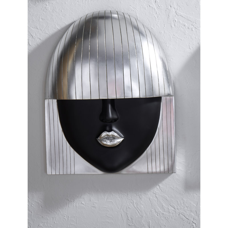 Fashion Faces Wall Art Large Kiss Black/Silver Leaf