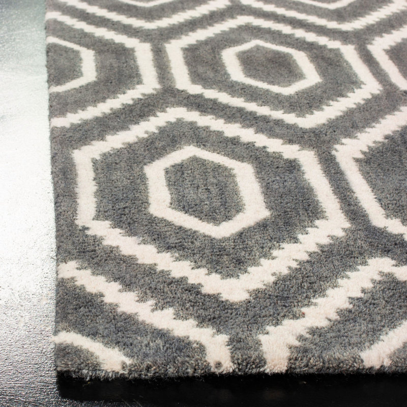 Forsberg Hand Tufted Wool Geometric Rug, Rectangle 2' x 3'