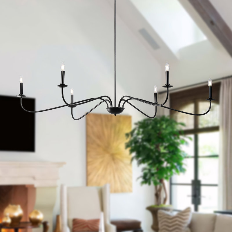 Lustres à 6 lumières de style chic français Emaani, 6 lumières, Noir