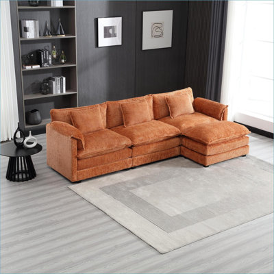 Canapés modulaires | Surdimensionné moderne en L à 3 sièges pour le salon, accoudoirs amovibles et pédales mobiles | Chenille | Standard