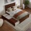  Lit plateforme en bois massif Nantucket avec pied et gigogne assortis-96140456-96140457