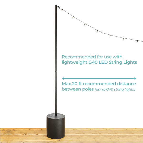Arlmont & Co. 9.5ft Heavy-Duty String Light Pole Stand with