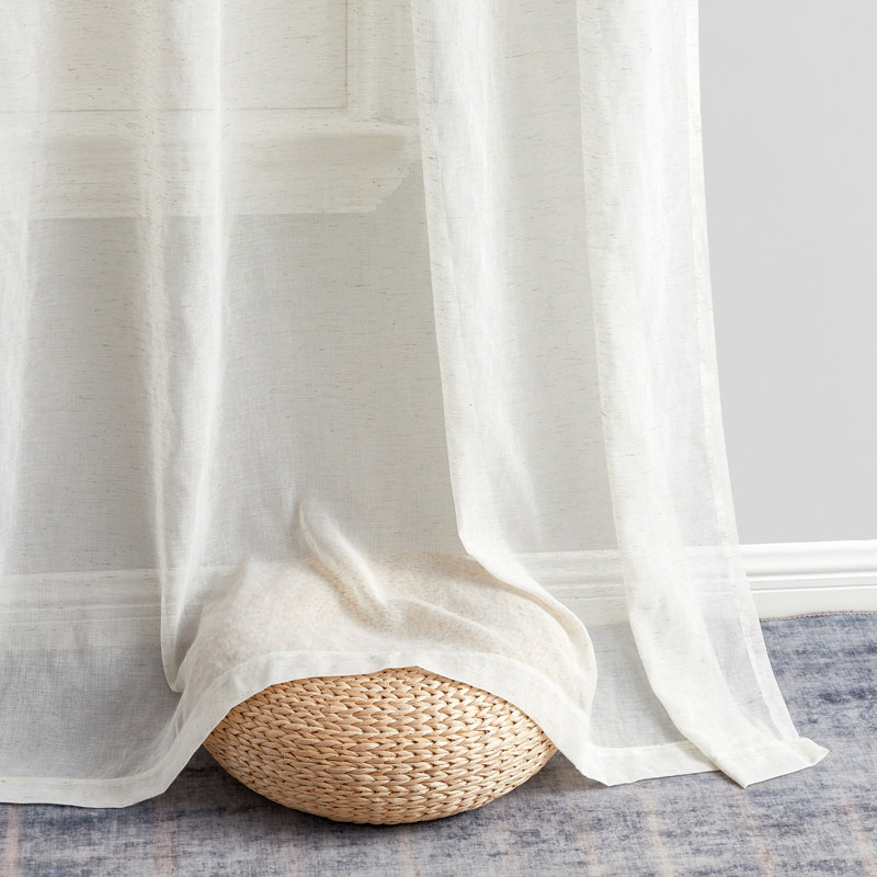 Linen Semi-Sheer Grommet Curtain Panels, 54" W x 96" L, Natural Linen