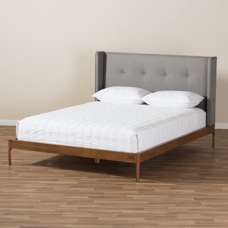 Lit plateforme capitonné Ellerman, Double, Gris