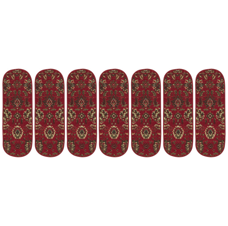 Non-Slip Rubberback Traditional Indoor Stair Treads For Wooden Steps, Oval (9" x 2'2")