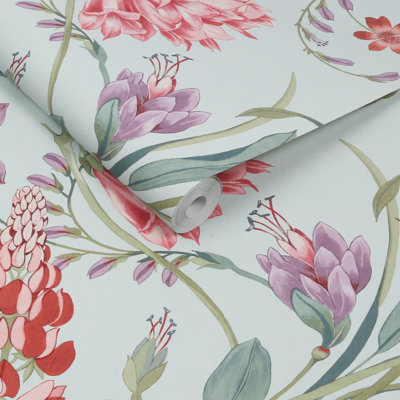  Botanists Scroll Duck Egg Wallpaper