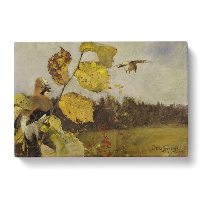 Jay Birds by Bruno Liljefors - Wrapped Canvas Painting, 40cm H x 60cm W x 3cm D