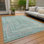 Tapis bleu sarcelle lavable à la machine intérieur / extérieur Xhevrie