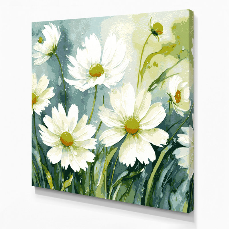 «Botanical Camomile Beige», art mural sur toile, H 8 po x l 8 po