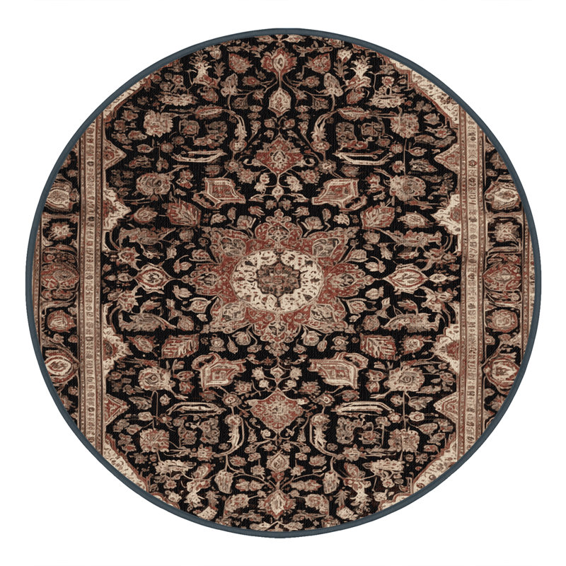 Tapis brun lavable à la machine, Rond 6 pi